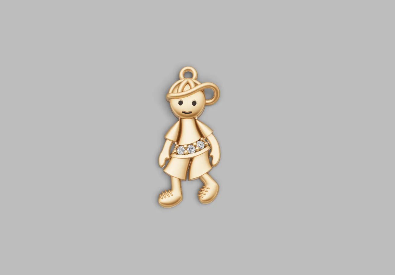 Pingente Menino com Pedras — Modelo 3D