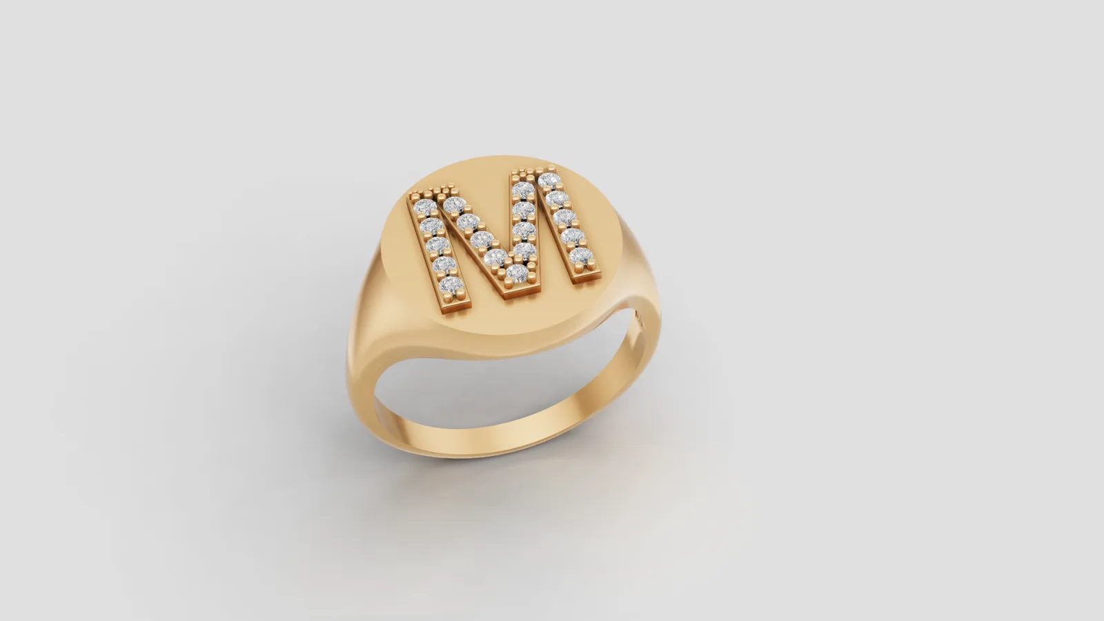 Anel Signet Letra "M"